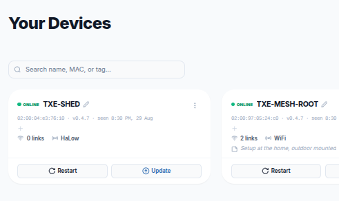 Preview of the TX-E Fleet Management dashboard showing device status